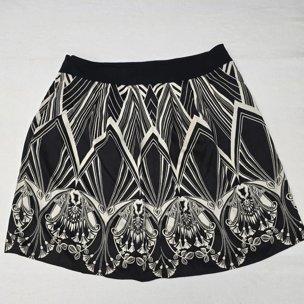 Worthington Womens‎ Sz 16 Geometric Floral Mandala A-Line Skirt Pockets Artsy